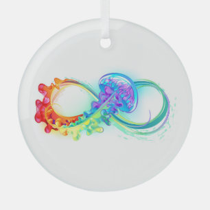 Infinity with Rainbow Jellyfish Ornament Aus Glas
