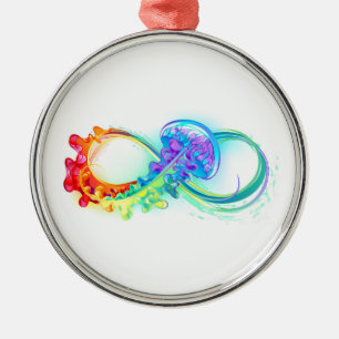 Infinity with Rainbow Jellyfish Ornament Aus Metall