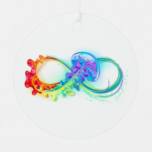 Infinity with Rainbow Jellyfish Ornament Aus Metall