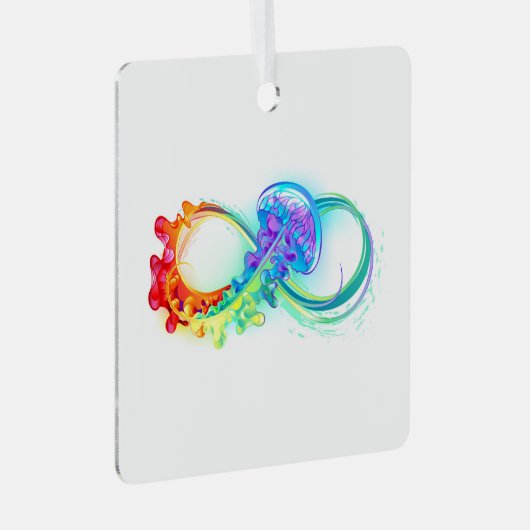 Infinity with Rainbow Jellyfish Ornament Aus Metall (Vorderseite Rechts)