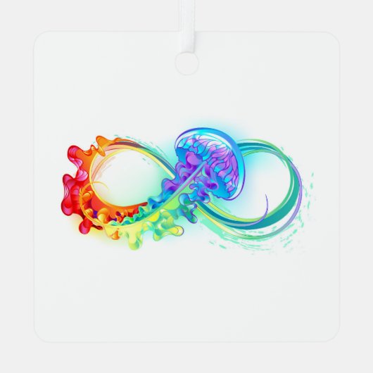 Infinity with Rainbow Jellyfish Ornament Aus Metall (Rückseite)