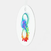 Infinity with Rainbow Jellyfish Ornament Aus Metall (Vorderseite links)
