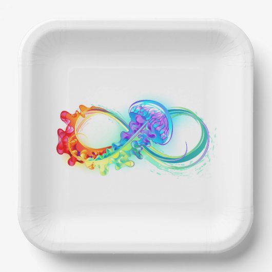 Infinity with Rainbow Jellyfish Pappteller (Vorderseite)