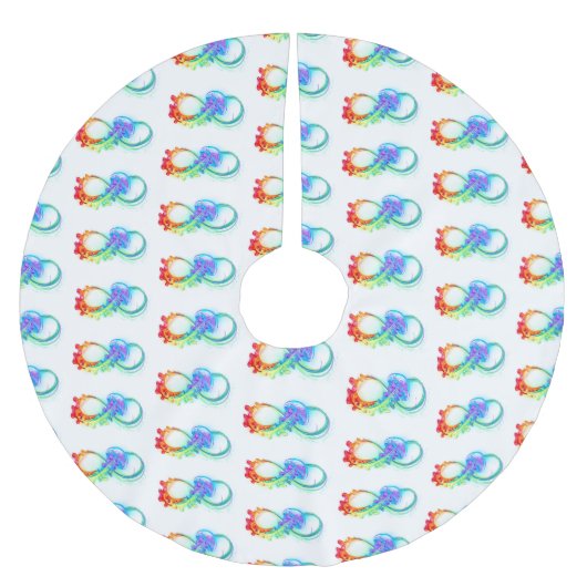 Infinity with Rainbow Jellyfish Polyester Weihnachtsbaumdecke (Vorderseite)