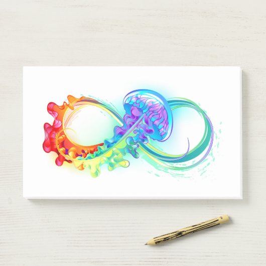Infinity with Rainbow Jellyfish Post-it Klebezettel (Auf Schreibtisch)