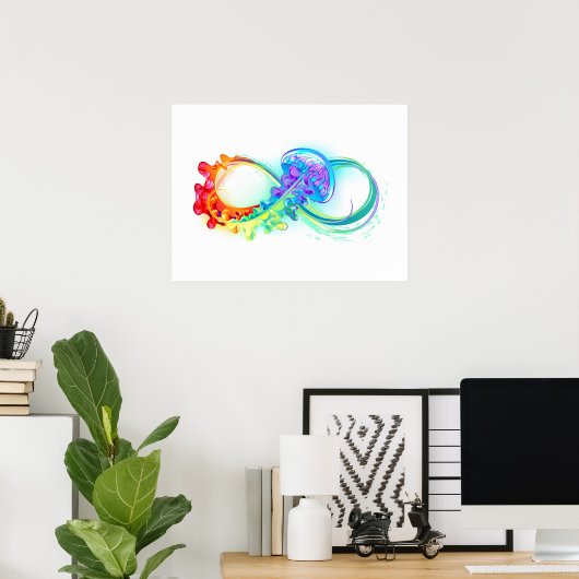 Infinity with Rainbow Jellyfish Poster (Heimbüro)