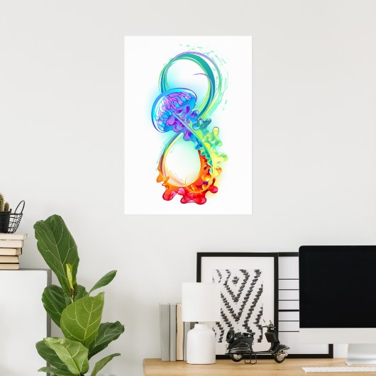 Infinity with Rainbow Jellyfish Poster (Heimbüro)