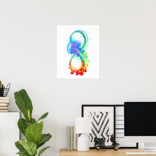 Infinity with Rainbow Jellyfish Poster (Heimbüro)