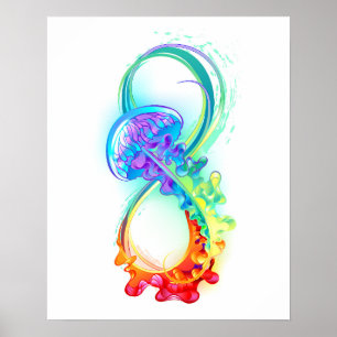 Infinity with Rainbow Jellyfish Poster