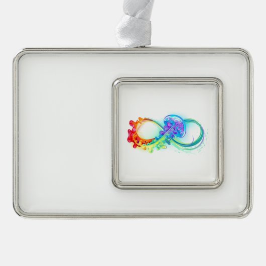 Infinity with Rainbow Jellyfish Rahmen-Ornament Silber (Vorderseite)