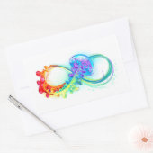 Infinity with Rainbow Jellyfish Rechteckiger Aufkleber (Umschlag)
