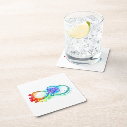Infinity with Rainbow Jellyfish Rechteckiger Pappuntersetzer (Vor Ort)