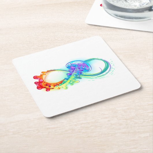 Infinity with Rainbow Jellyfish Rechteckiger Pappuntersetzer (angewinkelt)