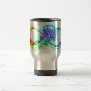 Infinity with Rainbow Jellyfish Reisebecher
