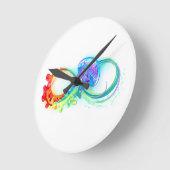 Infinity with Rainbow Jellyfish Runde Wanduhr (Winkel)