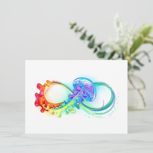 Infinity with Rainbow Jellyfish Save The Date (Stehend Vorderseite)