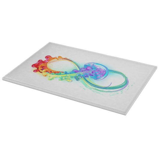 Infinity with Rainbow Jellyfish Schneidebrett (Ecke)