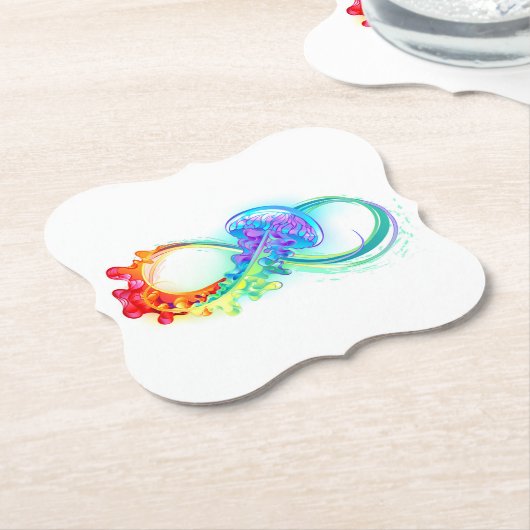 Infinity with Rainbow Jellyfish Untersetzer (angewinkelt)