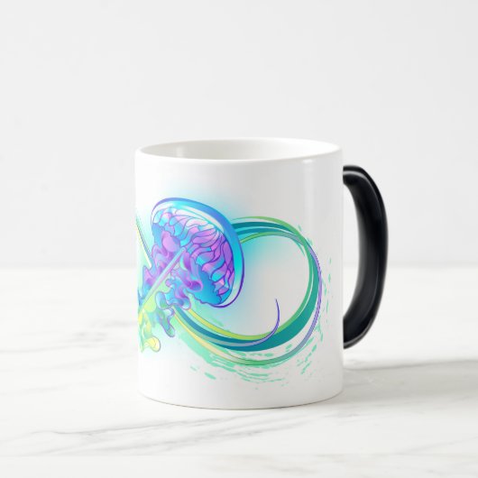 Infinity with Rainbow Jellyfish Verwandlungstasse (VorderseiteRechts)