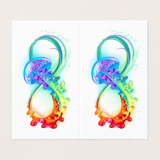 Infinity with Rainbow Jellyfish Visitenkarten (Außenseite Aufgefaltet)