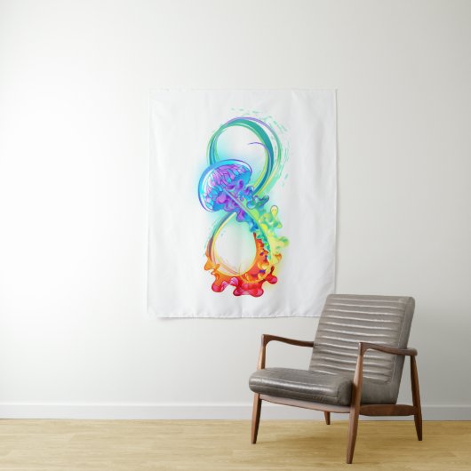 Infinity with Rainbow Jellyfish Wandteppich (Beispiel)