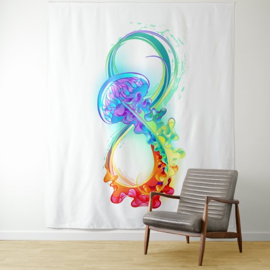 Infinity with Rainbow Jellyfish Wandteppich (Beispiel)