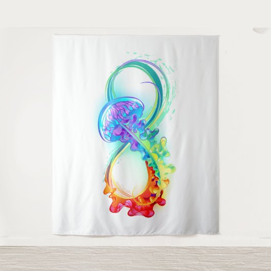 Infinity with Rainbow Jellyfish Wandteppich (Vorderseite)
