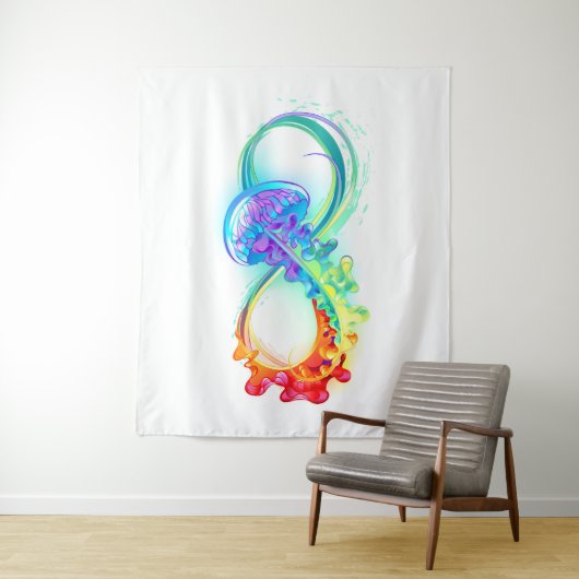 Infinity with Rainbow Jellyfish Wandteppich (Beispiel)
