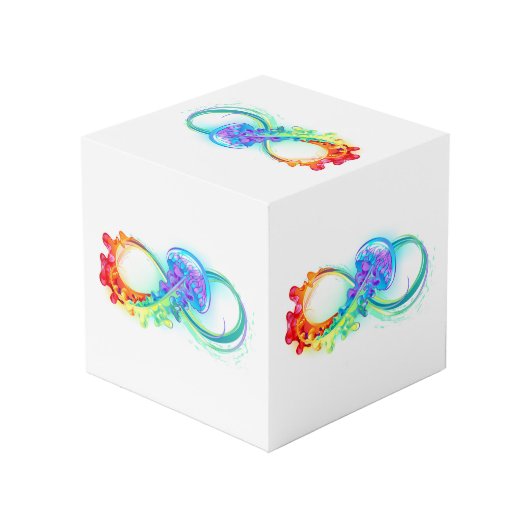 Infinity with Rainbow Jellyfish Würfel (Rückseite Schrägansicht)