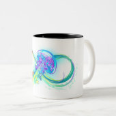 Infinity with Rainbow Jellyfish Zweifarbige Tasse (VorderseiteRechts)
