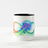 Infinity with Rainbow Jellyfish Zweifarbige Tasse (Mittel)