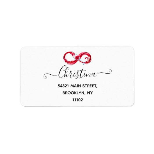 Infinity with Red Wine Adressaufkleber (Vorne)