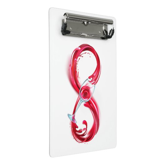 Infinity with Red Wine Mini Klemmbrett (Schrägansicht)