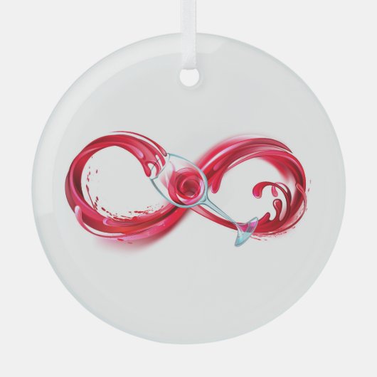 Infinity with Red Wine Ornament Aus Glas (Vorderseite)