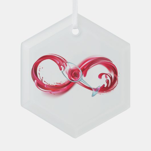 Infinity with Red Wine Ornament Aus Glas (Vorderseite)