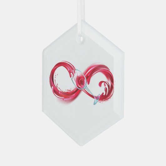 Infinity with Red Wine Ornament Aus Glas (Vorderseite Links)
