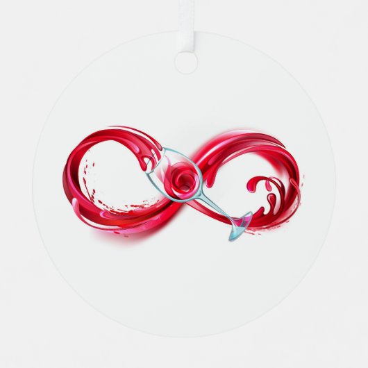 Infinity with Red Wine Ornament Aus Metall (Vorderseite)