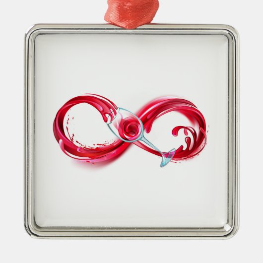 Infinity with Red Wine Ornament Aus Metall (Vorne)