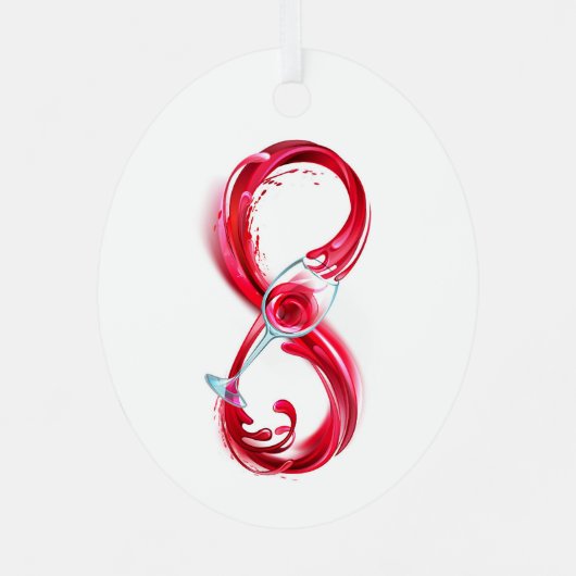 Infinity with Red Wine Ornament Aus Metall (Rückseite)