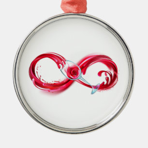 Infinity with Red Wine Ornament Aus Metall