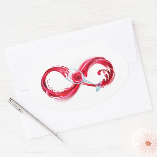 Infinity with Red Wine Ovaler Aufkleber (Umschlag)