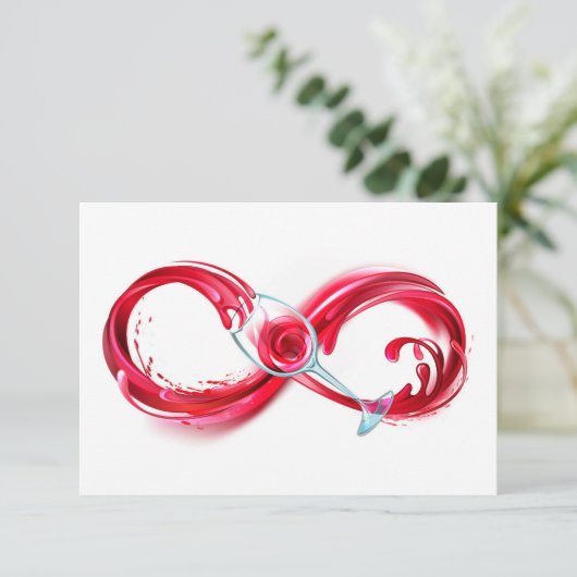 Infinity with Red Wine RSVP Karte (Stehend Vorderseite)