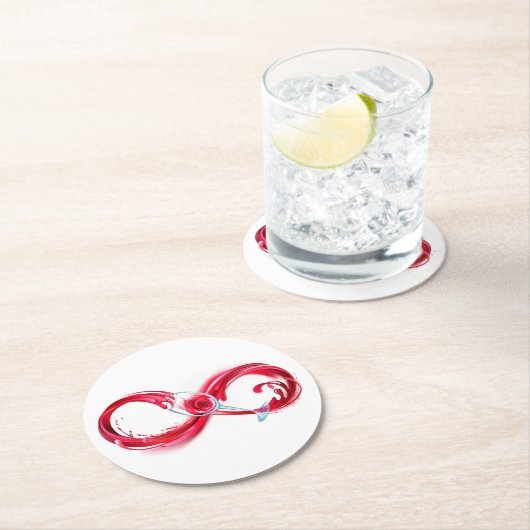 Infinity with Red Wine Runder Pappuntersetzer (Vor Ort)