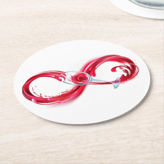 Infinity with Red Wine Runder Pappuntersetzer (Angewinkelt)