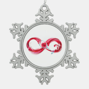 Infinity with Red Wine Schneeflocken Zinn-Ornament
