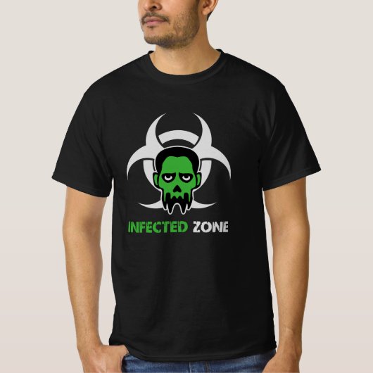 Infizierte Zone Zombie-Warnung T-Shirt (Vorderseite)