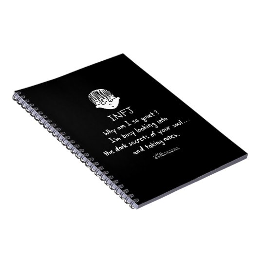INFJ, das Anmerkungen schwarzes Notizbuch nimmt Notizblock (Rechte Seite)