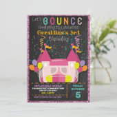 INFLATABLE BOUNCE SLIDE CASTLE BIRTHDAY INVITATION EINLADUNG (Stehend Vorderseite)