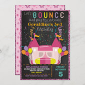 INFLATABLE BOUNCE SLIDE CASTLE BIRTHDAY INVITATION EINLADUNG (Vorne/Hinten)