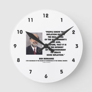 Inflation Bens Bernanke frisst wirkliche Wert Govt Runde Wanduhr